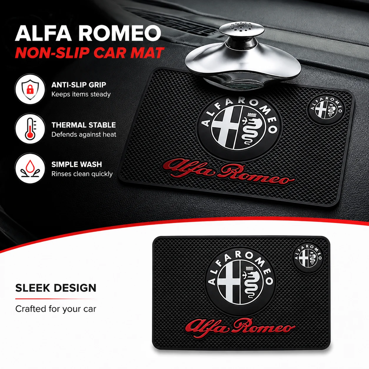 1Pcs Car Styling Anti Slip Mat Silicone Dashboard Non Slip PVC Mat For Alfa Romeo 159 166 156 Spider Giulia Giulietta Tonale GT