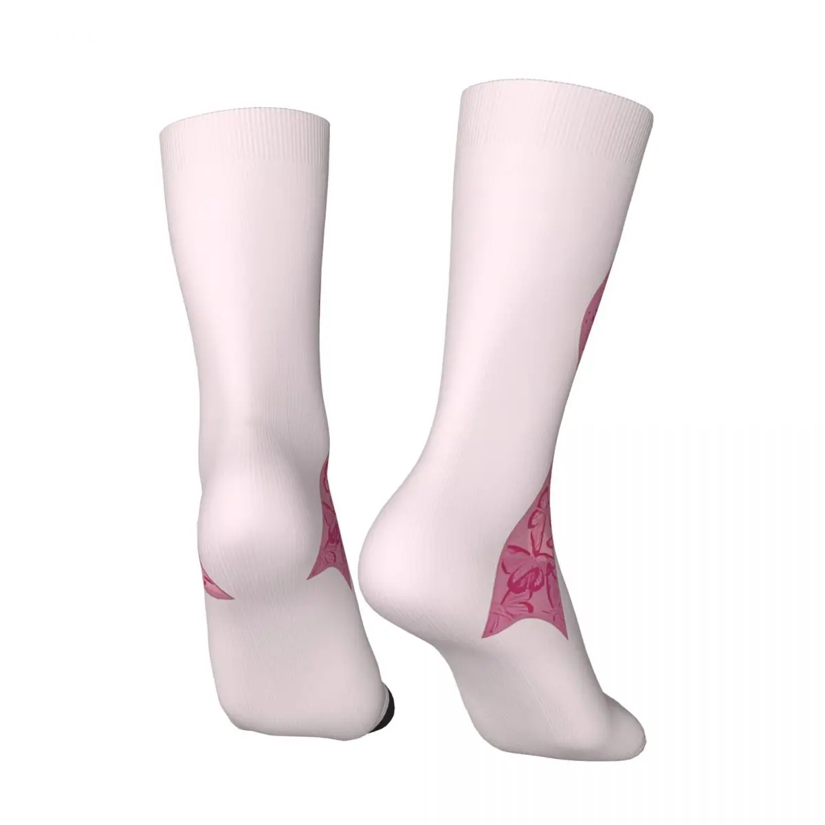 Crazy compression Breast Cancer Awareness Ribbon With Butterfly Print Sock for Men Harajuku Quality Pattern Crew Sock Novelty