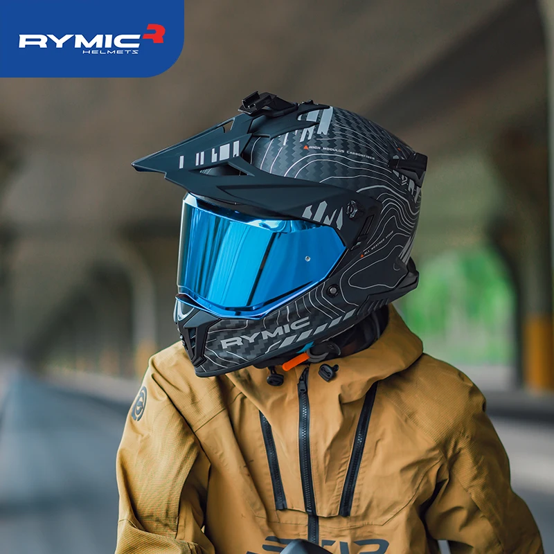 Rymic Carbon Fibre Motorcycle Helmet ECE DOT Certification Full face Double Len Racing off-road Helmet Capacete Cascos Para Moto