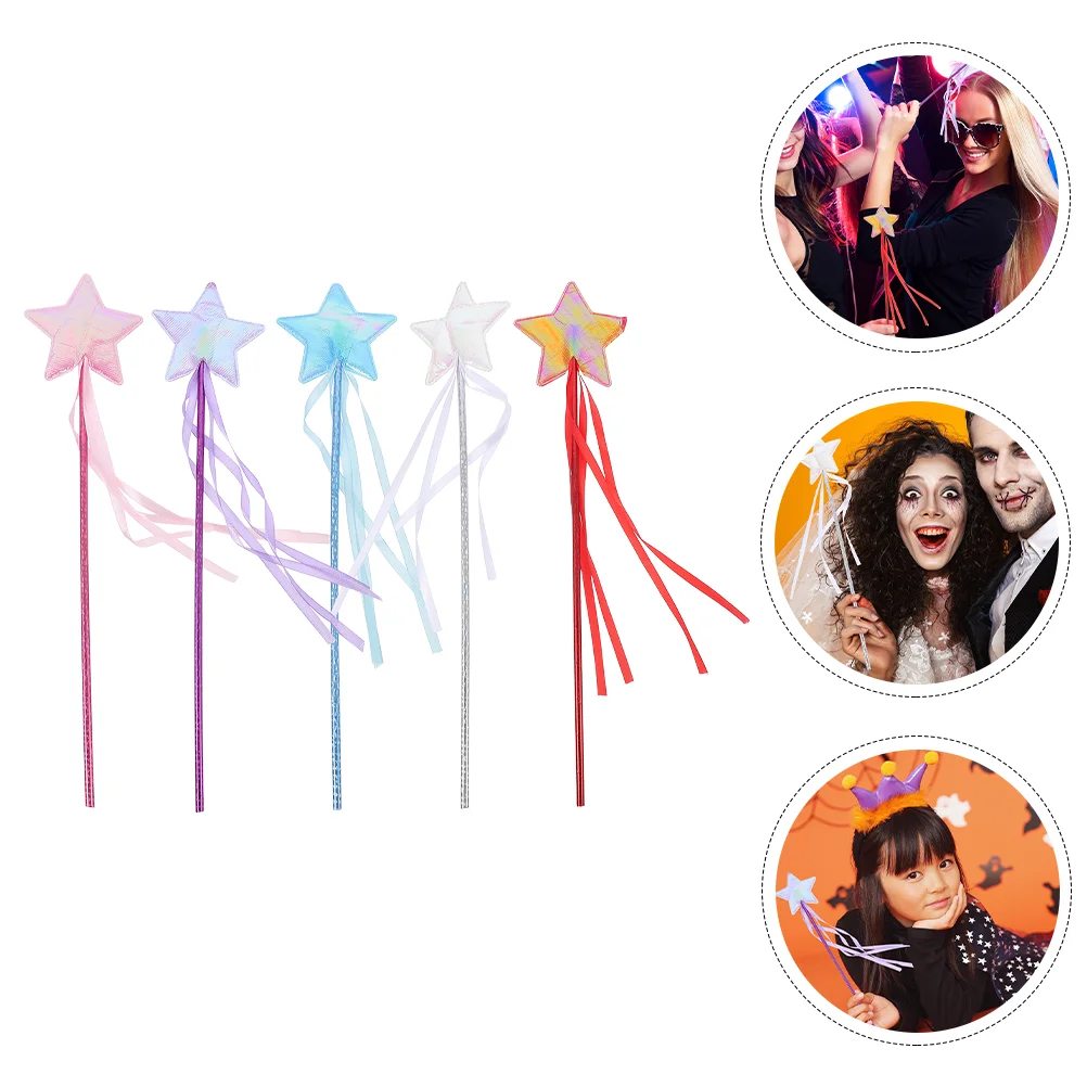 5 Pcs Kids Dress Pentagram Fairy Wand Cosplay Party Prop Celebrity Girls Supplies Children Toy Performance Star