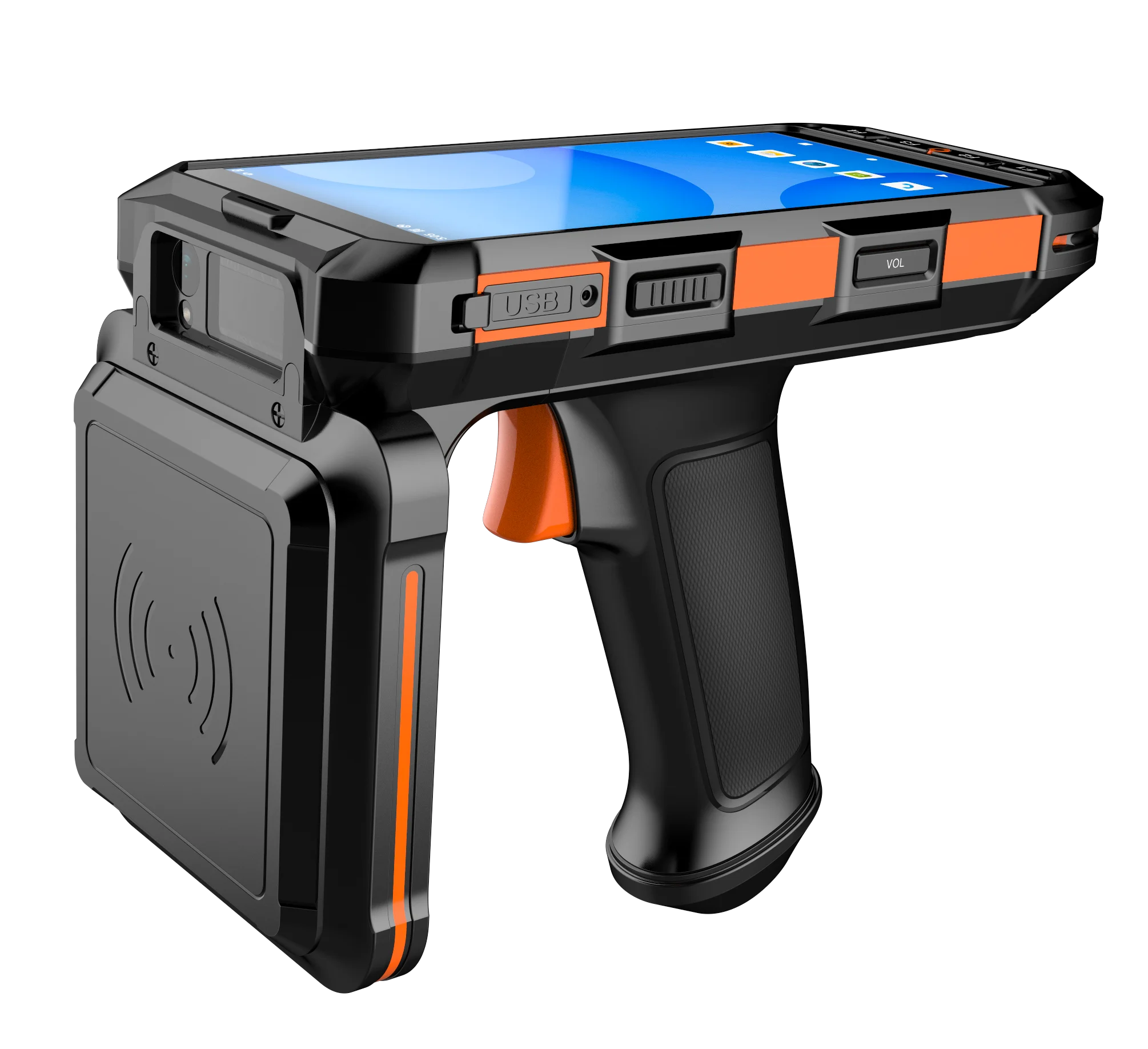 Lector RFID NFC Industrial de alta velocidad, escaneo de código de barras 2D, procesador octa-core ABS 860-960MHz, lectores de tarjetas de Control de acceso