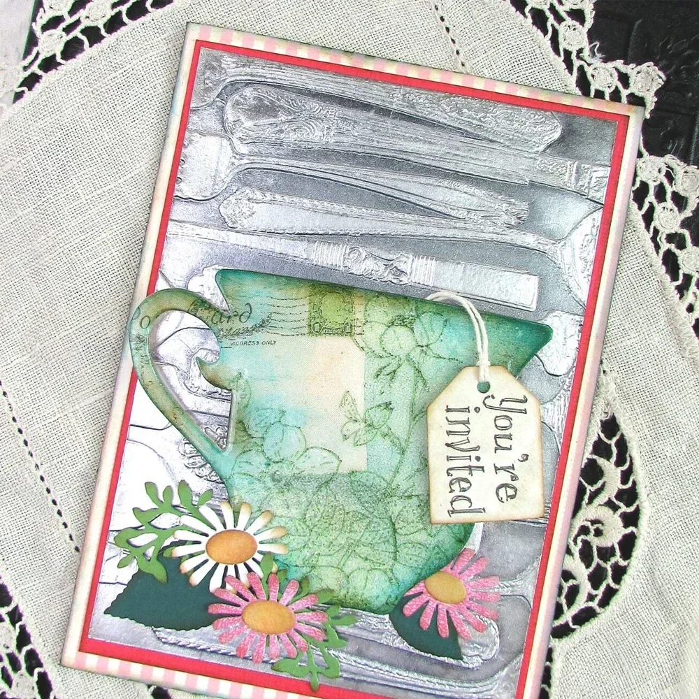 3D Embossed Folder Love Overcast Christmas Leaves /Spoon Pattern For Card Scrapbooking Paper Project Making Add Textured Detail