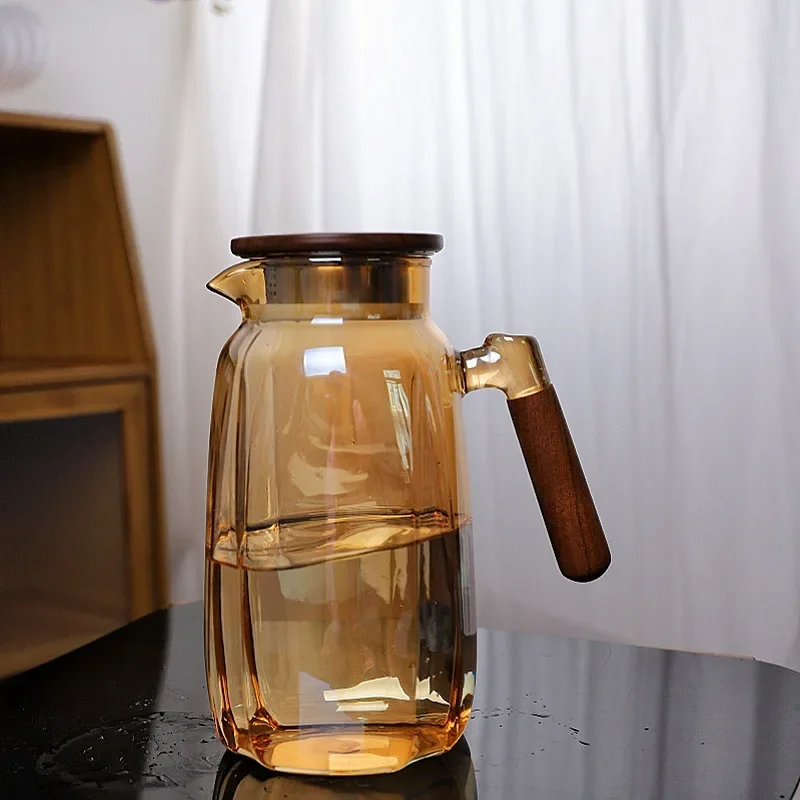 1.8L Pumpkin Glass Water Bottle Household Cold Kettle Kitchen Lemon Beverage Juice Drink  High Temperature Resistance Tea Pot