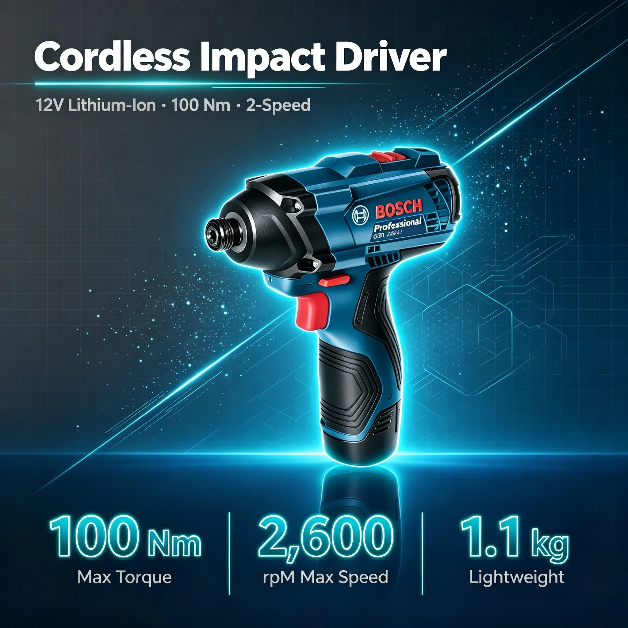 Bosch Professional GDR 120-LI 12V Cordless Impact Wrench, Reliable 100Nm Torque Performance