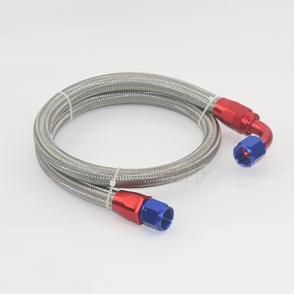 

AN4 AN6 AN8 AN10 Fuel Hose Oil Gas Cooler Hose Line Pipe Tube Nylon Stainless Steel Braided Inside CPE Rubber 1M Custom length