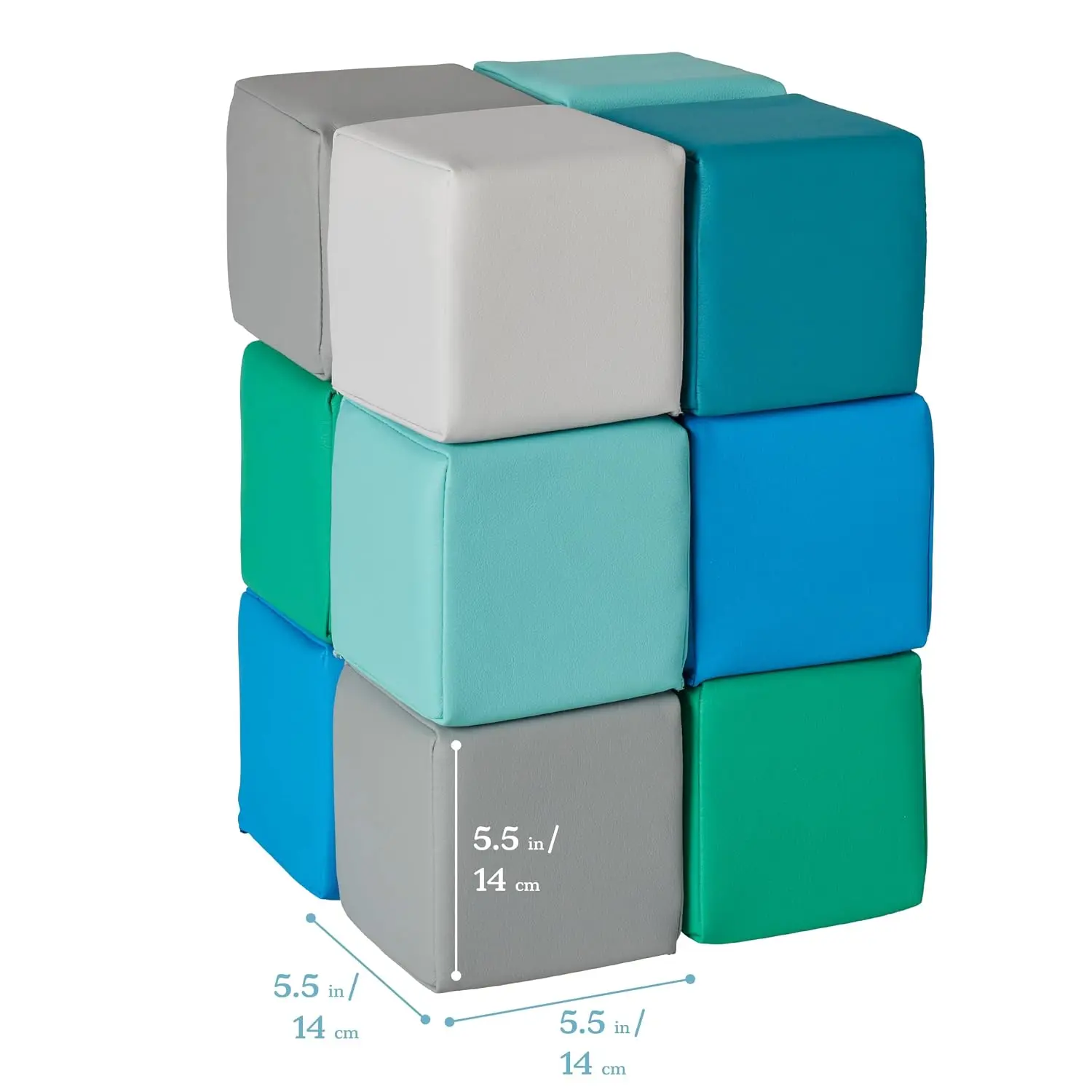 SoftZone Patchwork Toddler Blocks, Foam Cubes, Contemporary, 12-Piece