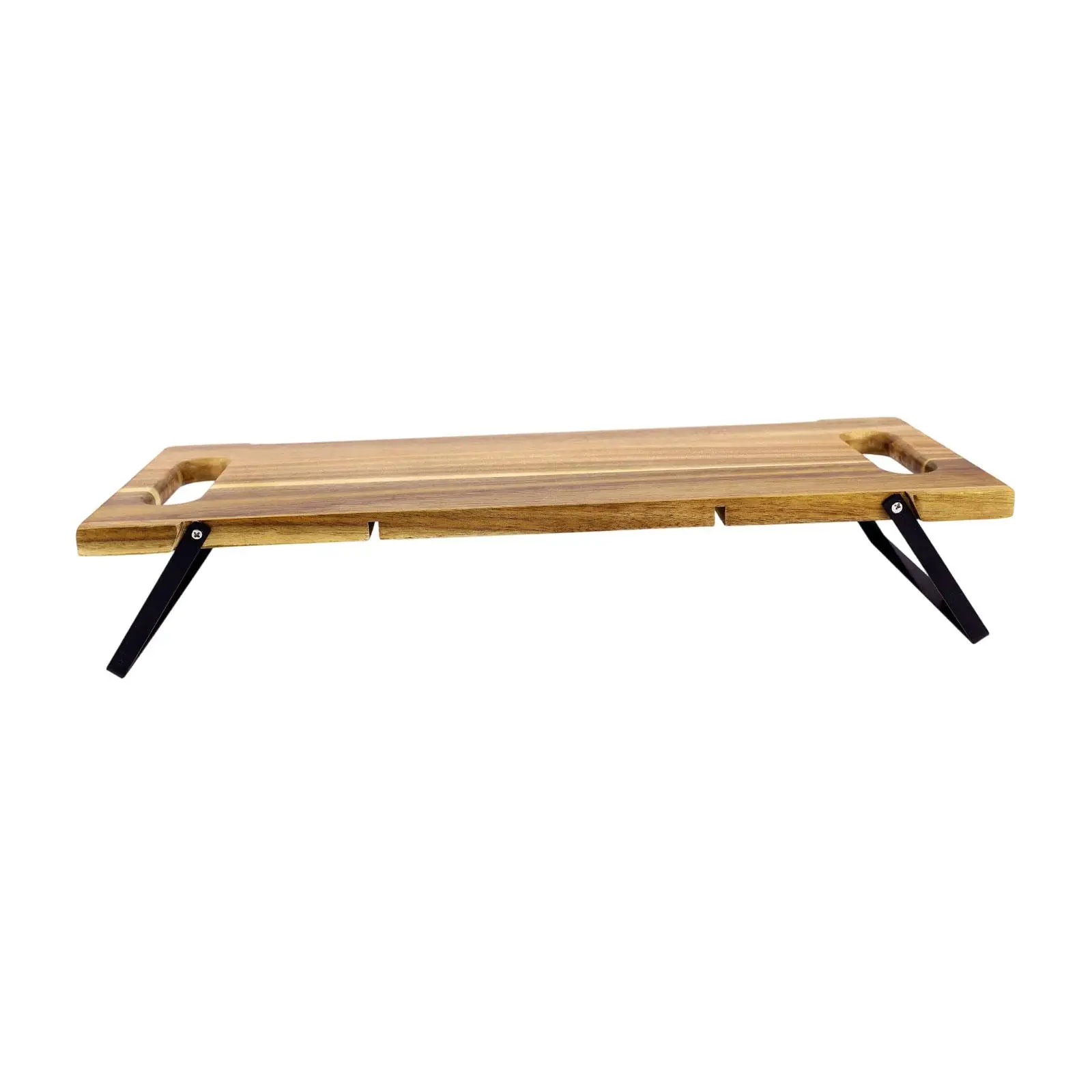 Large Board Foldable Legs Rustic Long Wood Serving Tray with Handles for Buffet Breakfast Patio Dining Party
