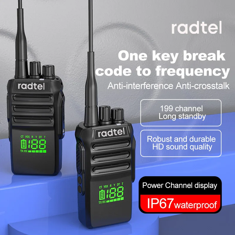 Radtel-walkie-talkie RT-493, Radio bidireccional de negocios, IP67, resistente al agua, UHF, 400-470Mhz, frecuencia de Copia rápida de 199Ch, usb-c, 10w