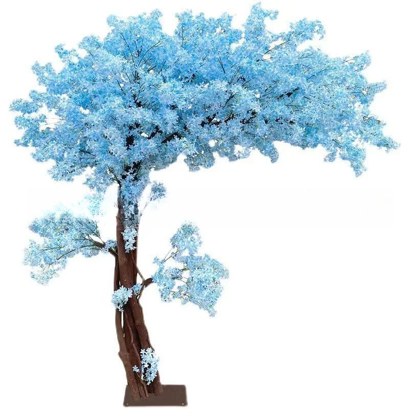 

Large scale green plant hotel shopping mall indoor fake tree decoration simulation lilac blue flower lilac tree decoration