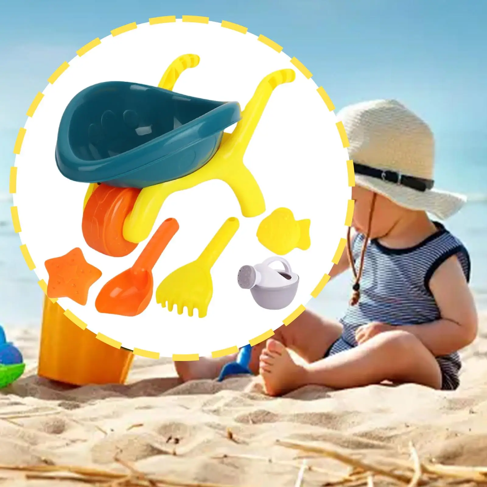 Set di giocattoli da spiaggia per bambini Parco estivo portatile Regali di compleanno leggeri Strumenti per scavare la sabbia Giocattolo per sabbie Giochi di finzione per bambini