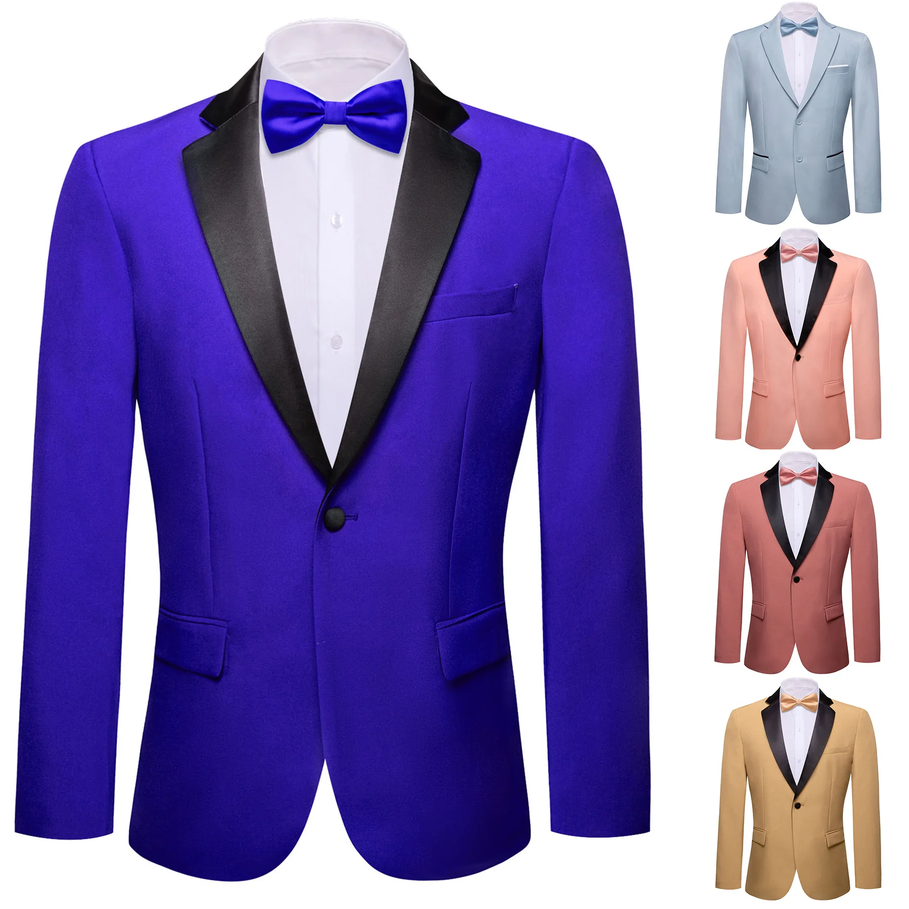 

Men's solid color suit with double button flat collar and outward pockets, formal wedding attire (excluding tie) mens jacket