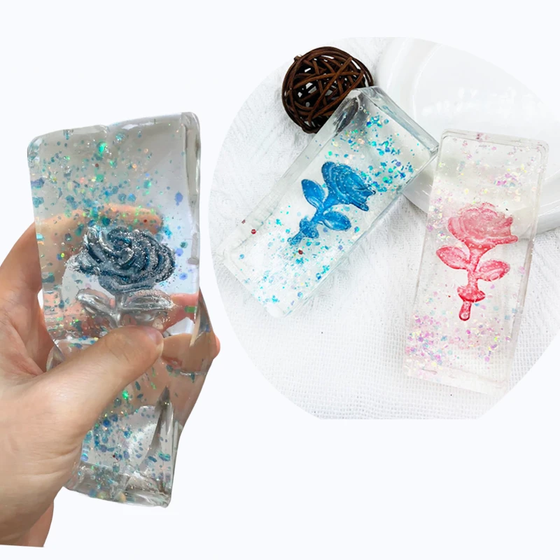 Squishy Rose Fidget Speelgoed Zacht Herbruikbaar Model Siliconen Zintuiglijk Speelgoed Heldere Kubus Knijpspeelgoed Squishy Creatief Kerstcadeau