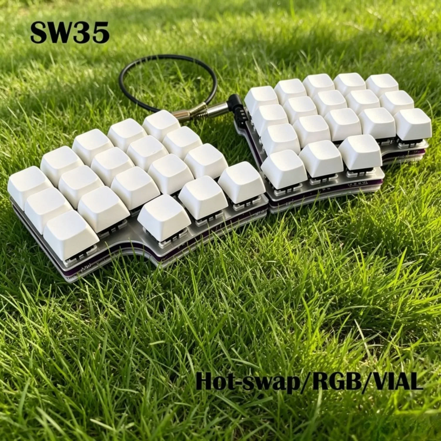 SW35 Split Ergonomics Mechanical Keyboard 35% Layout Wired Hot-swappable RGB VIAL Programmable PBT Keycaps Gaming Keyboard