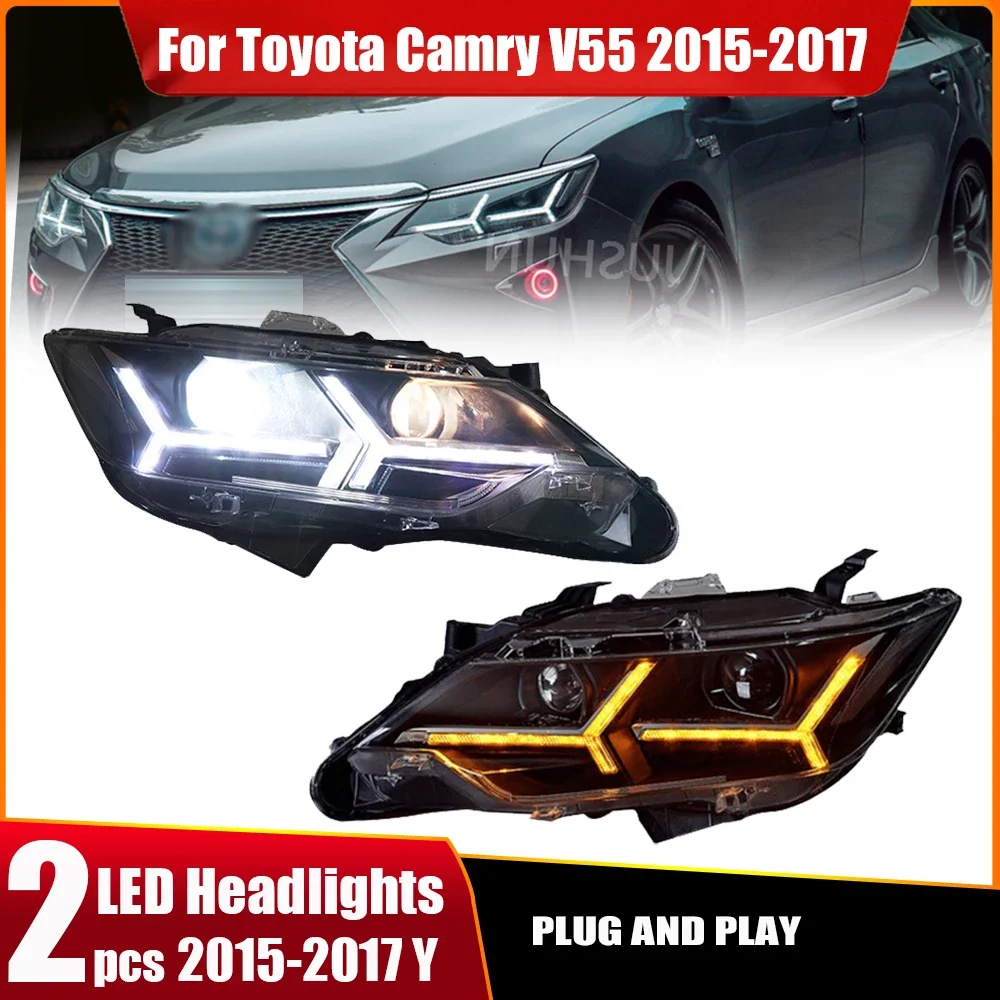 

Car Front Lamps For Toyota Camry 7.5th 2015-2017 Auto Headlights Assembly Upgrade LED Streamer Projector Lens Tool Accessories