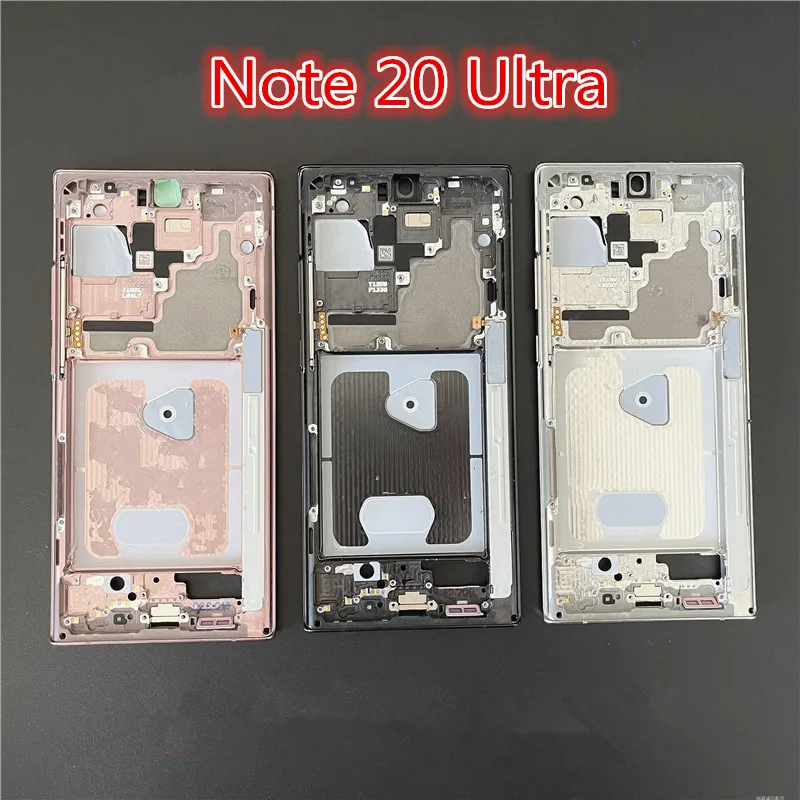 For Samsung Galaxy Note 20 Ultra N985 N986 Middle Frame Housing Board LCD Faceplate Bezel Replace Repair Parts + Side Buttons
