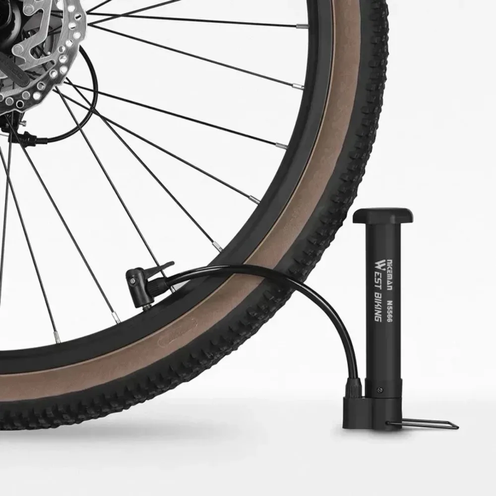 1pcs WEST BIKING MTB Bicycle Pump 80 PSI Bike Manual Air Pump Balloon Tire Inflator Schrader Valve Floor Pump Cycling Accesories
