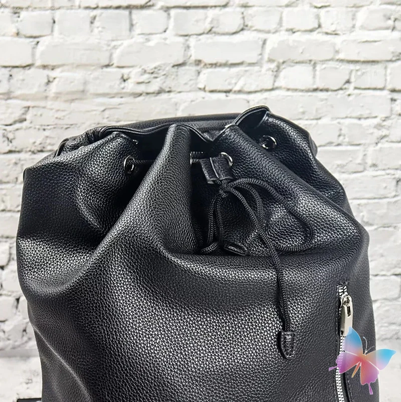 Unisex 1017 ALYX 9SM PU Kunstleder Stoff Klappe Kordelzug Eimertasche Funktionelle taktische Schnalle Schwarz Outdoor-Reiserucksack