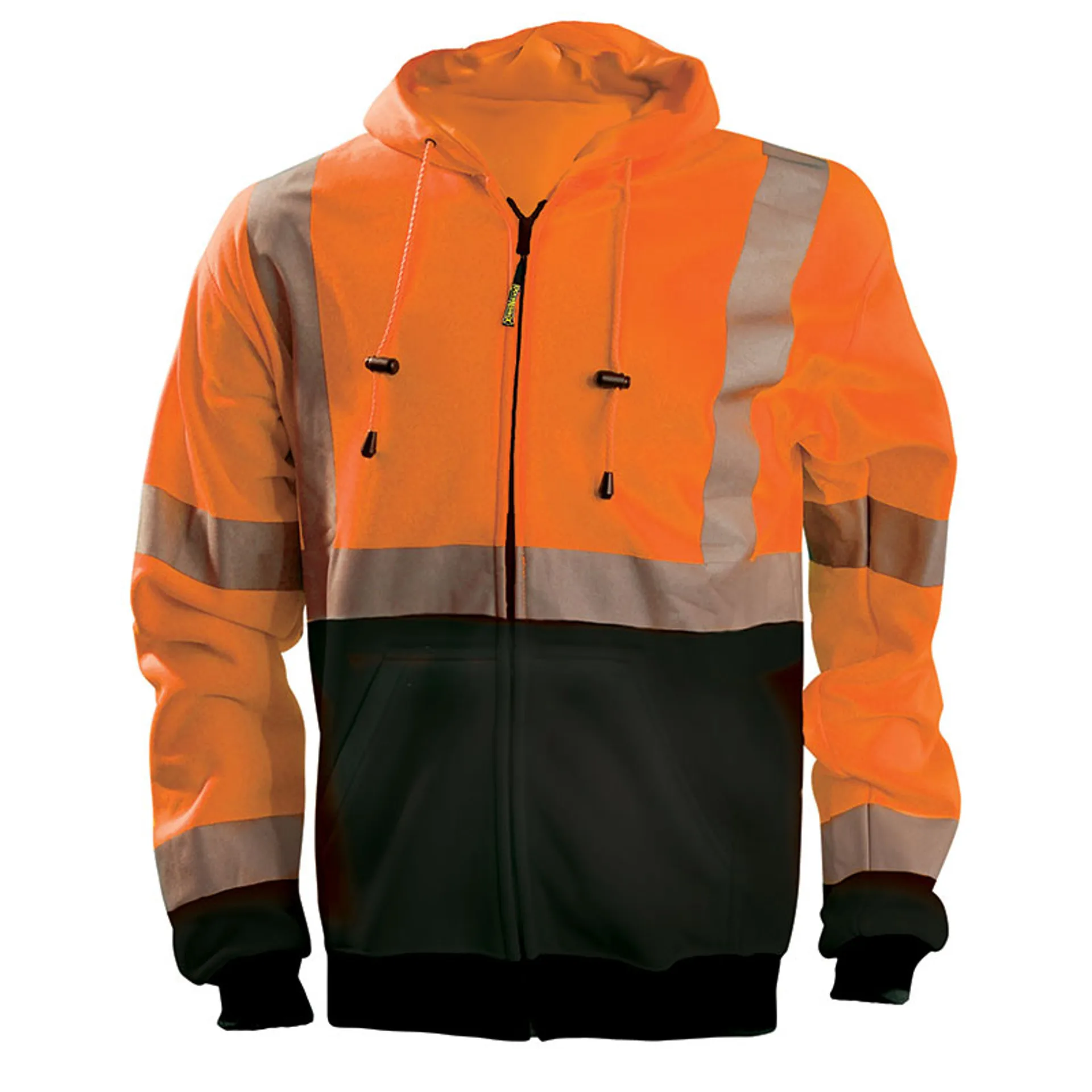 Men's safety work clothes, reflective hoodie, hat, contrasting color, color blocking zipper, labor protection suit jacket