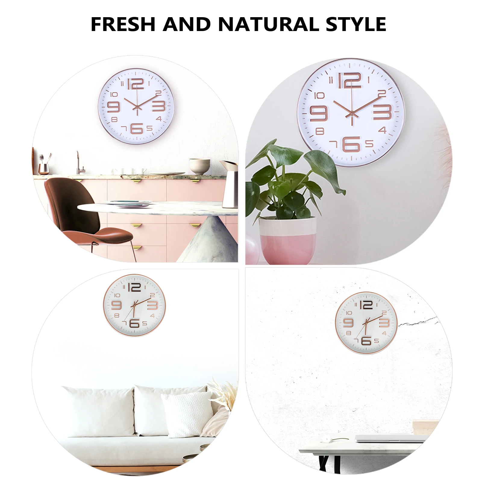 

Creative Mute Silent Wall Clock Rose Gold Pointer Glass Mirror 3D Round Clock Home Living Room Decor Home Clocks