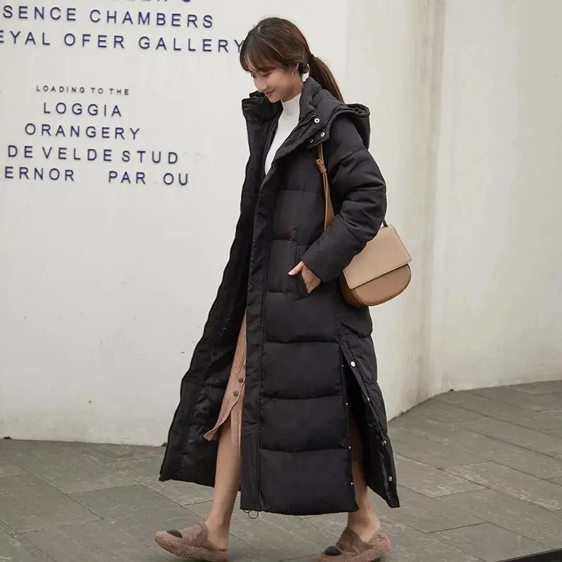 New Female Down Cotton Coat Loose Hooded Parka Overcoat Long Winter Jacket Women Clothes Warm Padded Jackets Oversized Outerwear