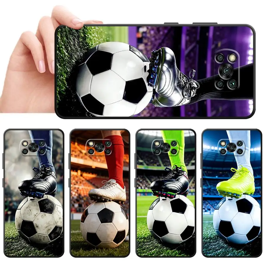 Funda de teléfono con diseño de fútbol para Xiaomi Poco F8 C50 X3 X4 X5 X7 Pro F1 C75 M3 M4 M7 Pro C61 M5 F3 C71