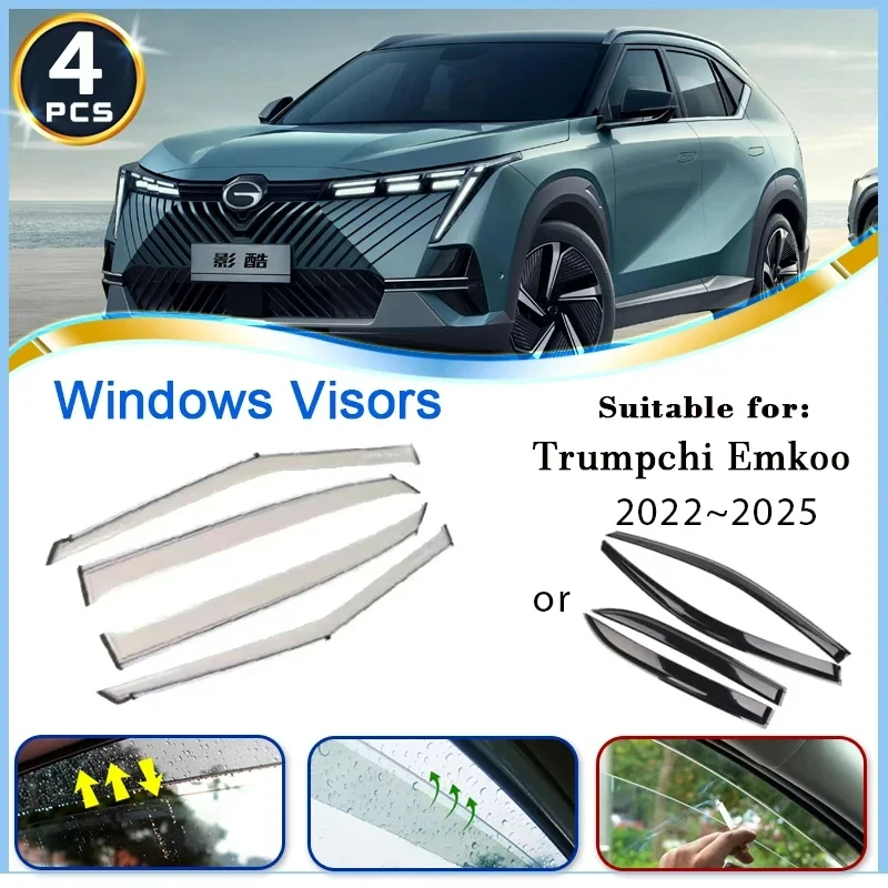 

Car Window Visors For Trumpchi Emkoo 2022 2023 2024 2025 Waterproof Wind Rain Visors Deflector Shade Awning Set Auto Accessories