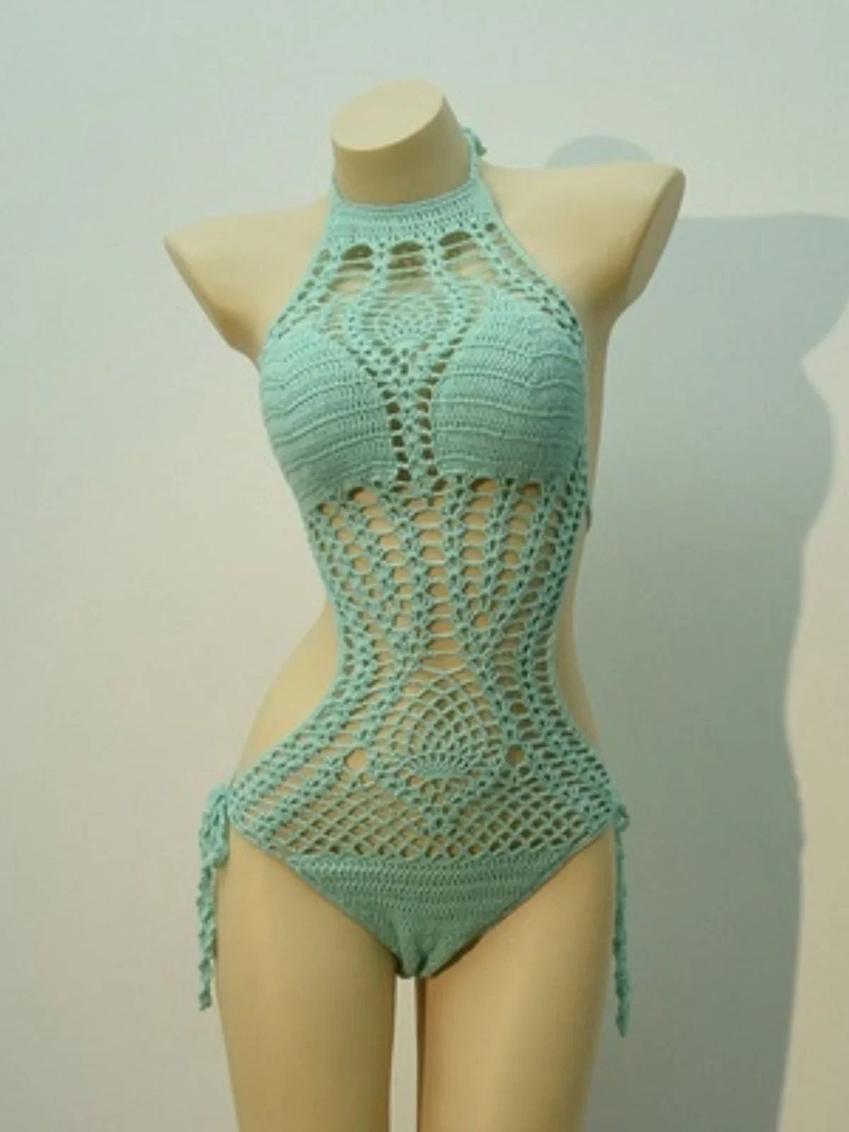 Handmade Hook Needle Slim Fit Bikini  Swimsuit Women's n Sle Swimming Costume Hollow out Design Casual Swim...