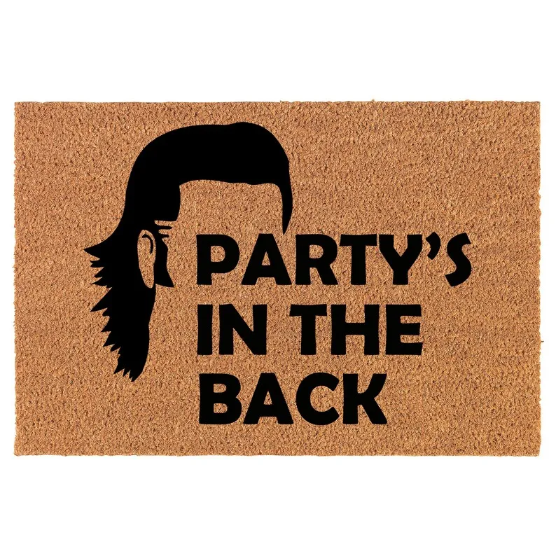 

Party's in the Back Coir Doormat Customized Text Words Anti-slip Super Absorbent Door Mat Entry Way Outdoor Housewarming Gift