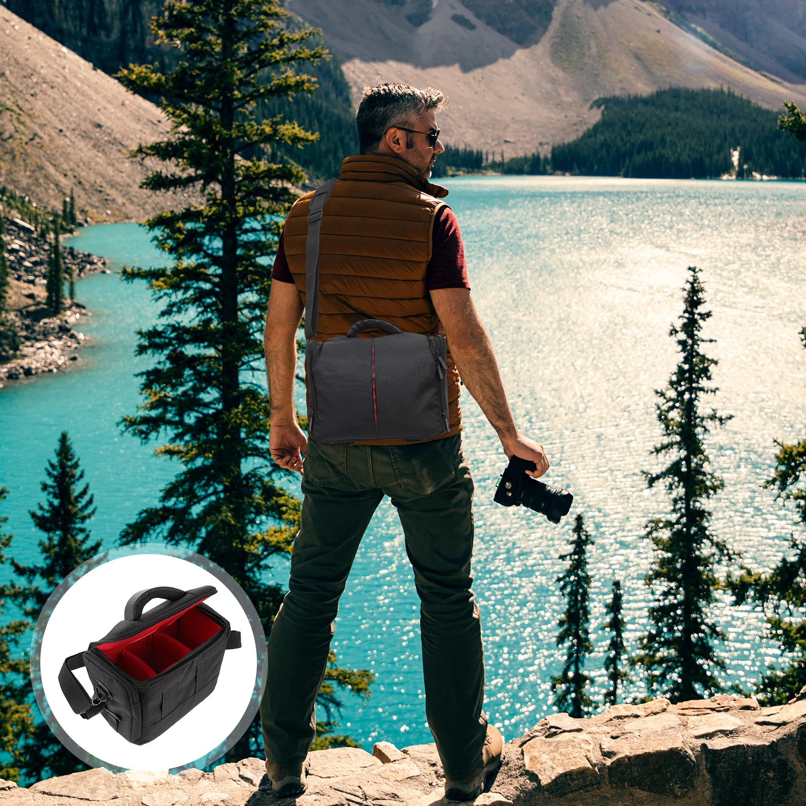 

Waterproof Camera Bag Shockproof Padded Lens Case Premium Polyester Dslr Camera Gadget Bag Rain Cover Lens Case