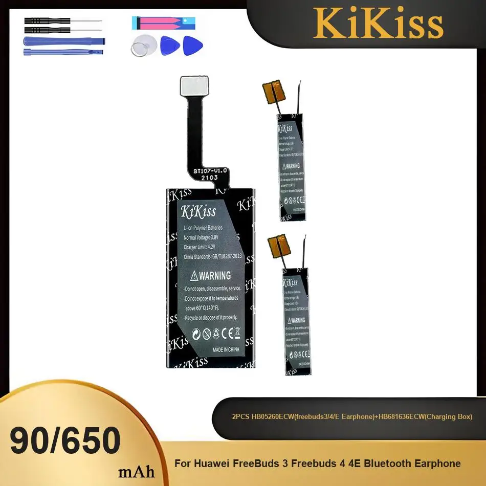 

2PCS HB05260ECW(freebuds3/4/E Earphone)+HB681636ECW(Charging Box) Battery For Huawei FreeBuds 3 Freebuds 4 4E Bluetooth Earphone