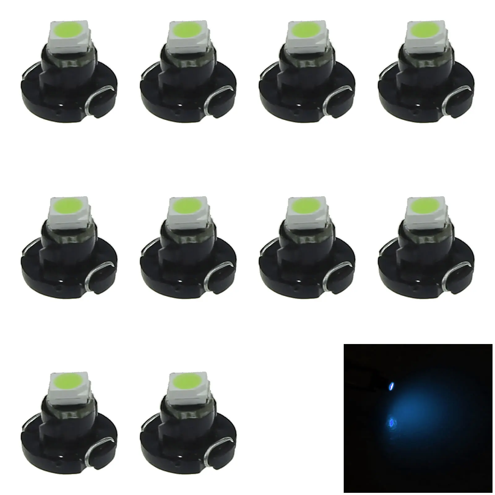 10x Ice Blue RV T4.2 Blub NEO Dash Twist Socket HVAC Instrument Lamp 1 Emitters 1210 SMD LED 79674-S3N-941 Z2650