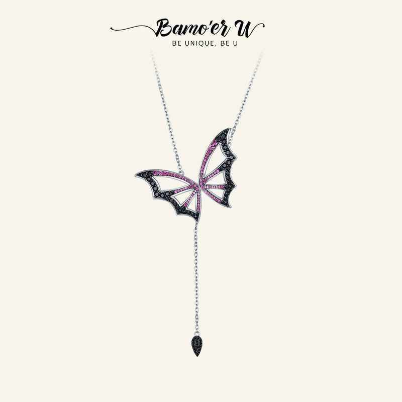 

Bamoer U 925 Sterling Silver Plated Gold Necklace for Female Butterfly Elf Necklace Matching Girls Birthday Gift Fine Jewelry