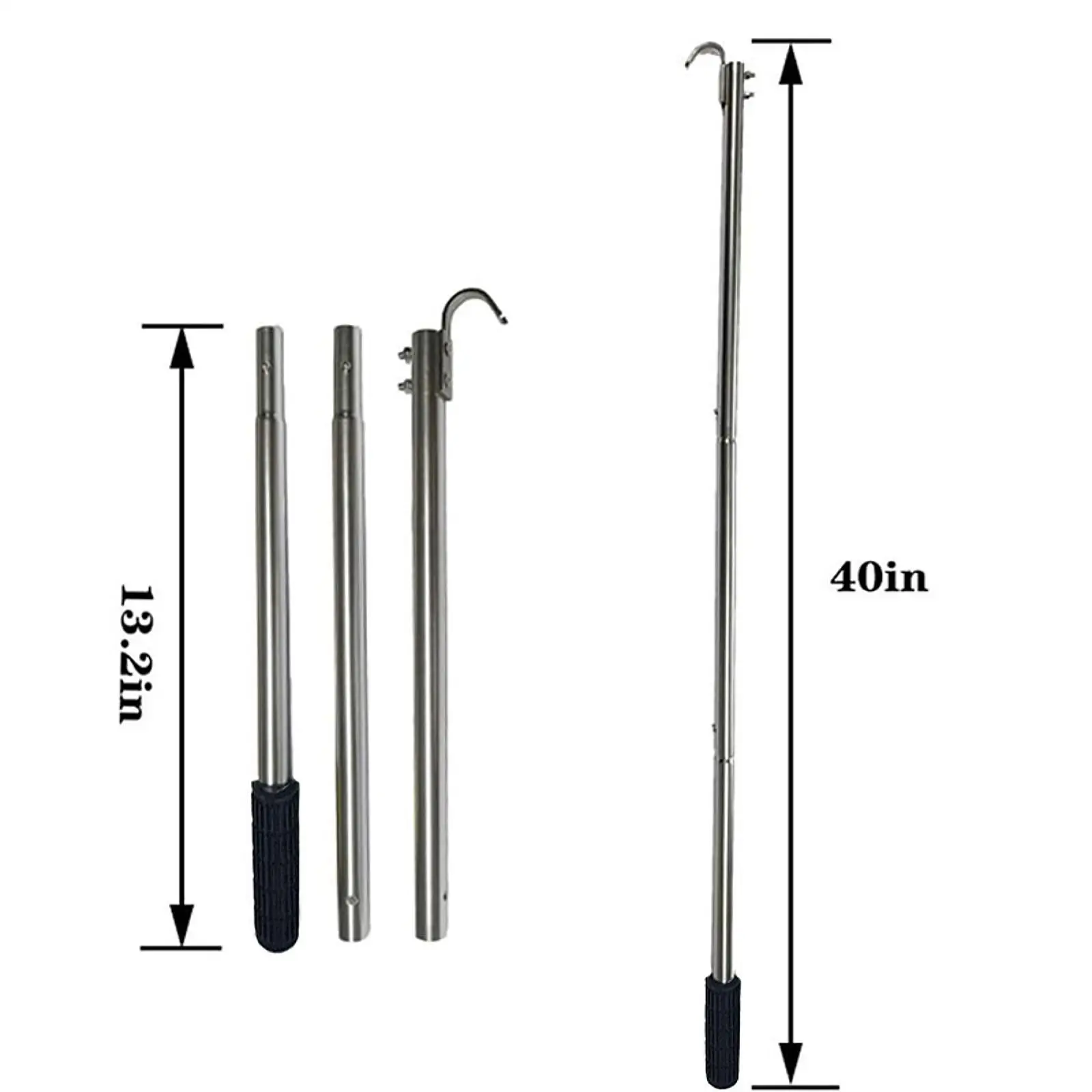Extension Pole Stair Pull Rod Stainless Steel Attic Ladder Pull Down System Kit for Space Saving Storage