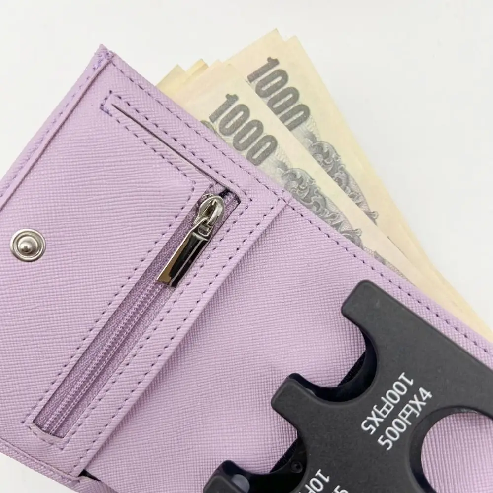 

Portable Tri-fold Coin Purse with Buckle Zipper Bag 2-In-1 Coin Clip Organizer Large Capacity Multi-functional