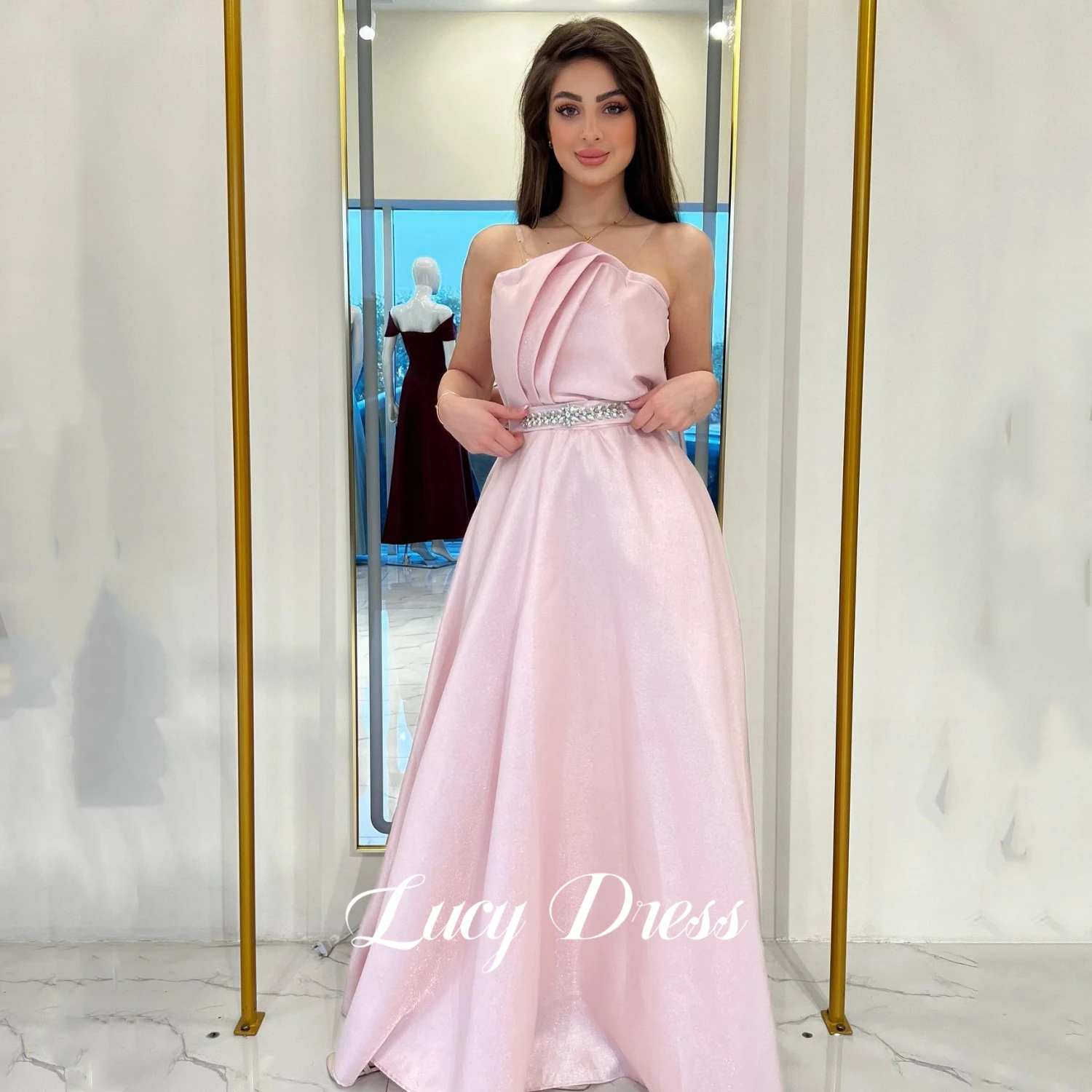 

Lucy Prom Party Dress Women Elegant Luxury Evening Dresses for Women 2024 Cocktail of Dresses Strapless Eid Al-fitr Pink Gala