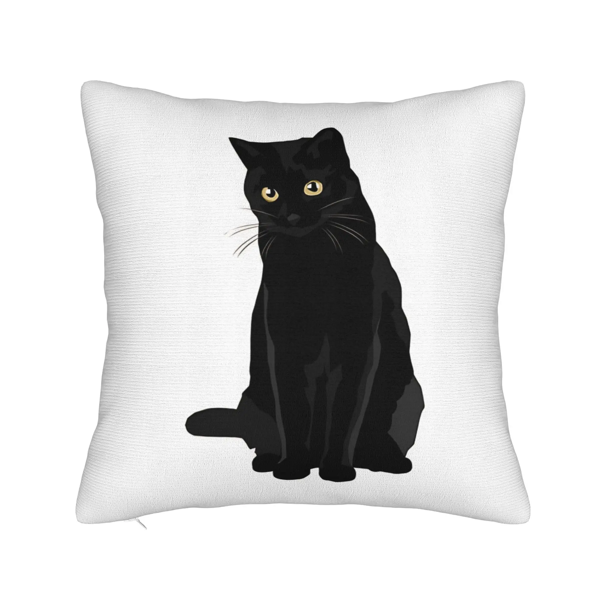 Pillow Case Black Cat Print  Pillow Cover For Living Room Chair Novelty Pillowcases