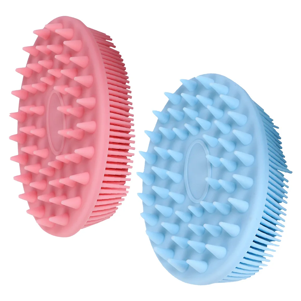 1 conjunto de silicone massageador do couro cabeludo dupla face shampoo escova macia banho do bebê massagem ferramenta de limpeza de cabelo cabeça massageador do couro cabeludo