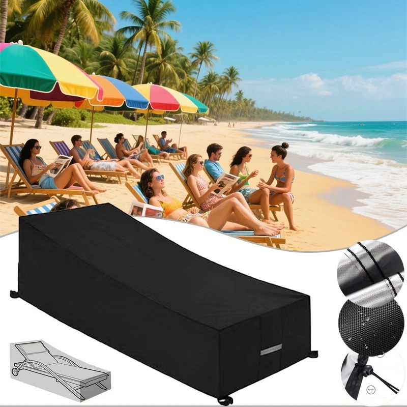 

Waterproof Sunbed Cover Outdoor Lounge Chair Protector Rope design Multi Size Sun Lounge Chair Cover for Garden Patio Furniture