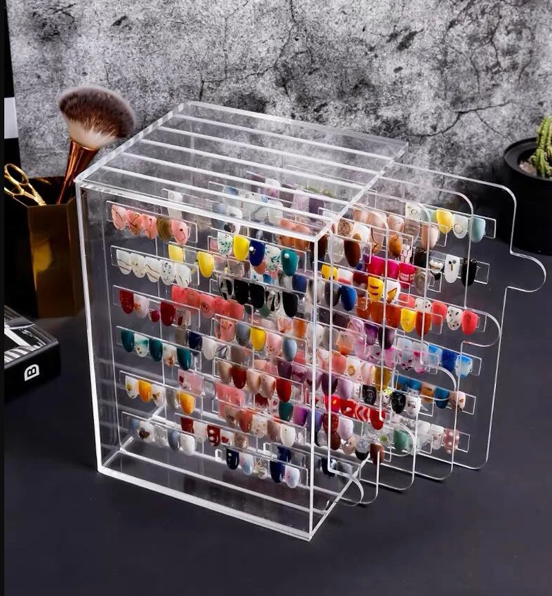 5 layers Nail Color display board Acrylic Nail Tips collection stand Professional dust-proof Nail tips polish display rack