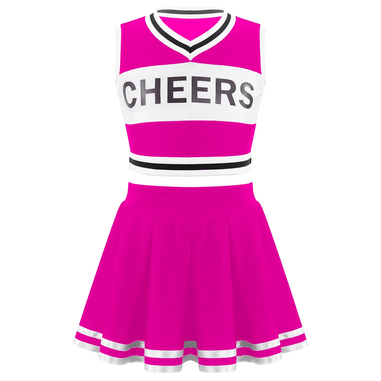 Kids Girls Cheerleading Uniforms Schoolgirls Cheerleading Costume Sleeveless Child Cheers Dance Outfits For Dancing Competition