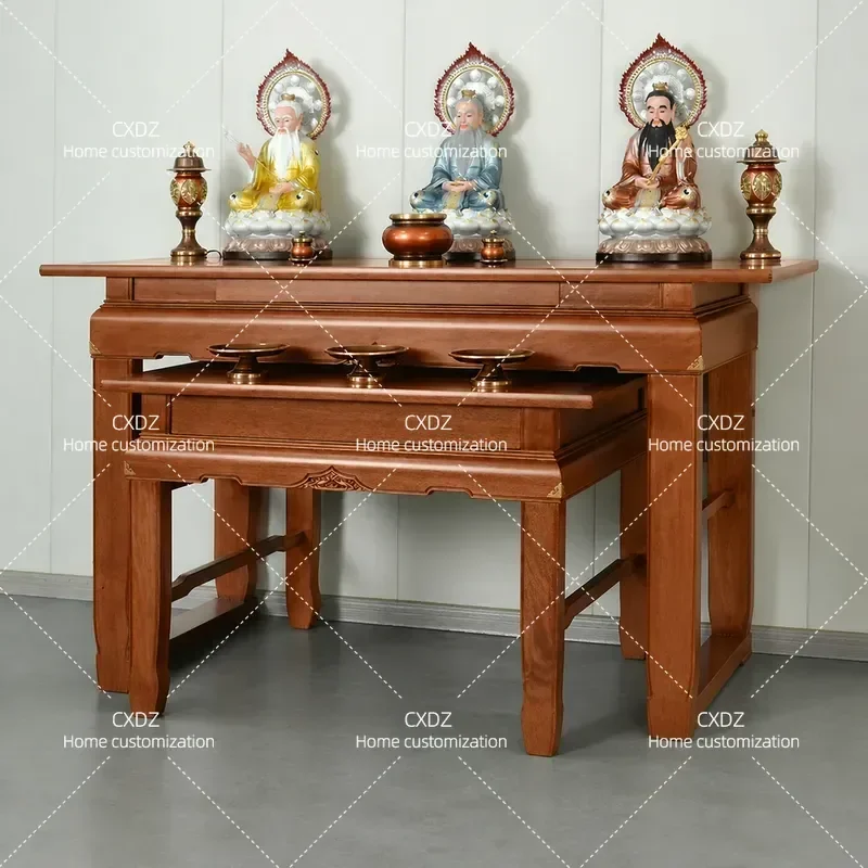 Golden Rosewood Buddhist Altar Table New Chinese Style Incense Offering Shrine Cabinet for Home Worship Gongtai Buddha