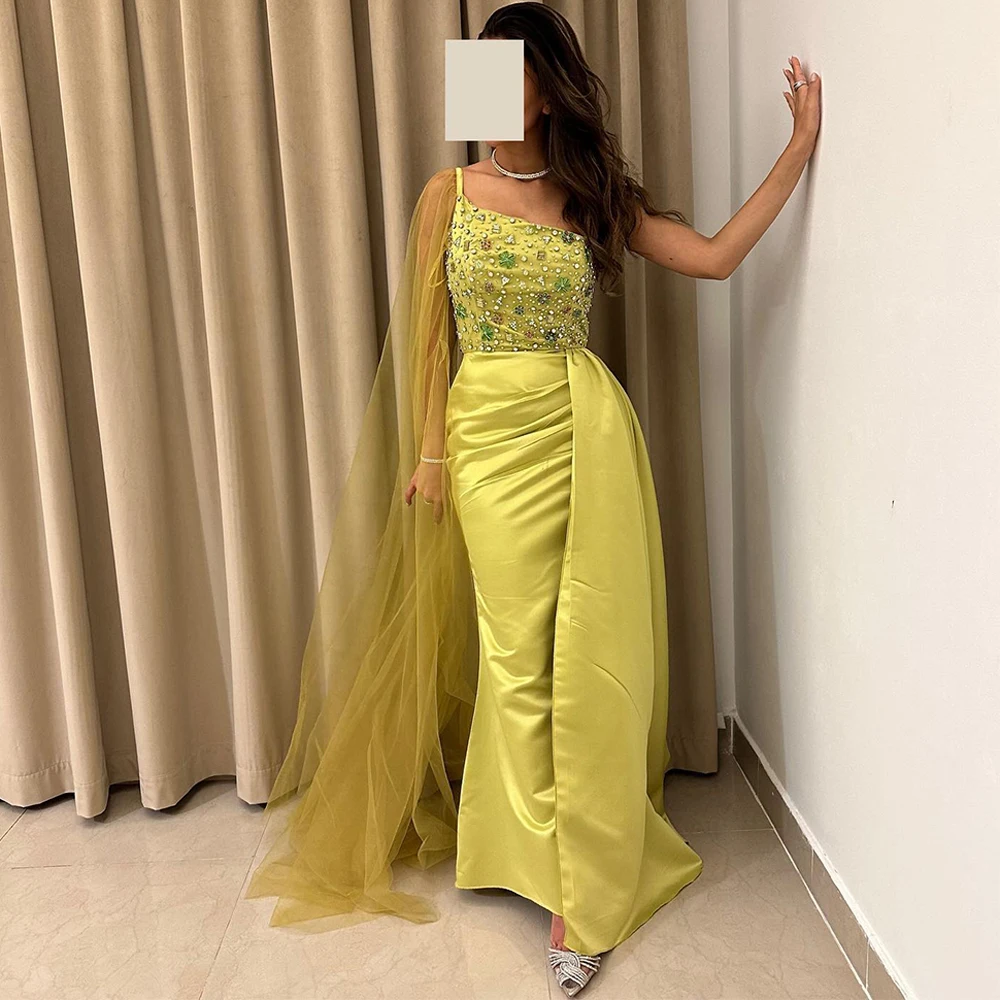 فستان سهرة مطرز بالكريستال اللامع حسب الطلب فساتين رسمية لحفلات العودة للوطن بكتف واحد رائعة لحفلات واتو