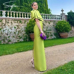 Green Satin Mermaid Evening Dresses One Shoulder Simple Prom Gowns Formal Occasion Dresses Wedding Guest Ceremony Party Dresses