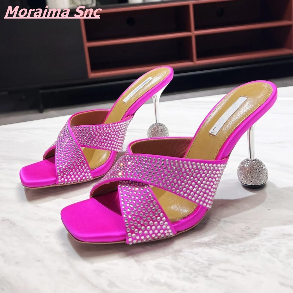 

Summer BlingBling Women Silpper Square Toe Cross Tie Solid Fashion Shoes Diamond Strange Style Heel Comfortable Hottest 2022