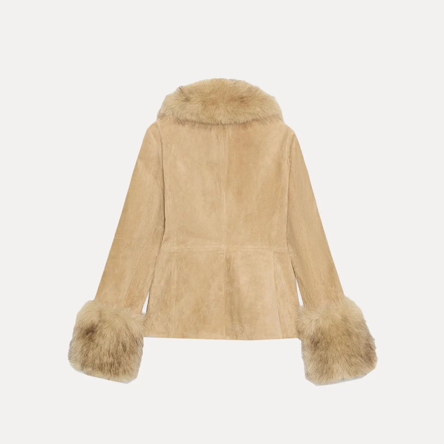 Z Traje con cuello de piel desmontable Faionable para mujer, informal, elegante, personalizado, largo, cierre de un solo botón