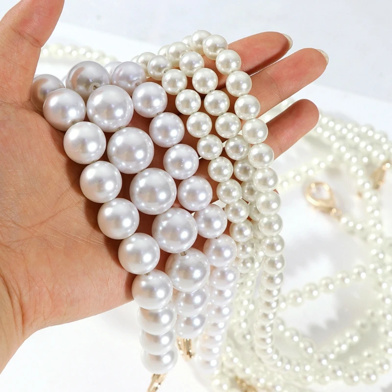 32/40/100cm Imitation Pearl Bead Handle Short Long Handbag Purse Chain Replacement Bag Shoulder Strap Belt DIY Accessories with