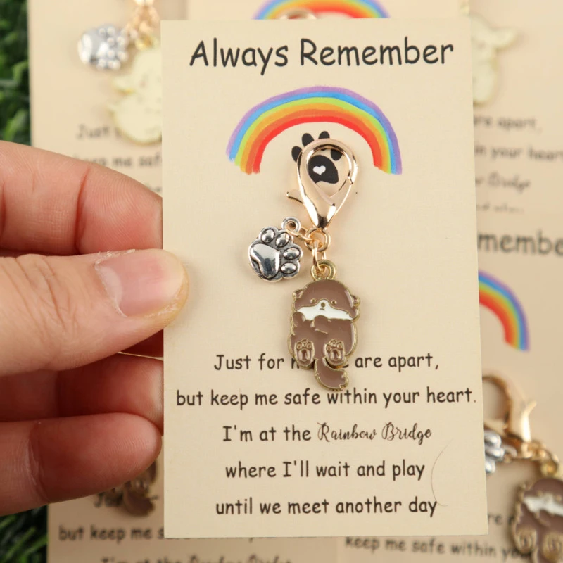 4/6pcs Kao's Animal Series Dog with Paw Keychain Set Belt“Always remember”Card Decorative bag  Clothing  Car Keychain，Perfect as