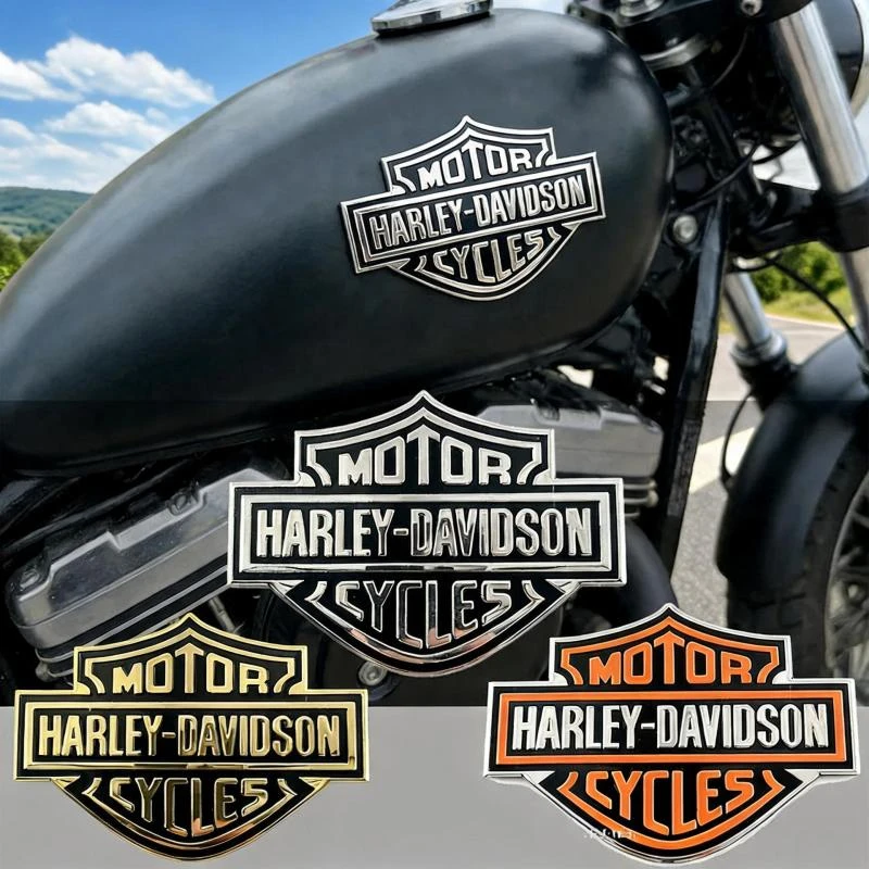 For Harley Davidson Tank Emblem Motorcycle Sticker Decal Chrome Logo Badge for Custom  Accessories