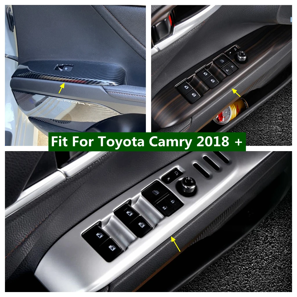 

Inner Door Armrest Window Lift Switch Control Button Decor Panel Cover Trim Fit For Toyota Camry 2018 - 2023 Car Accessories