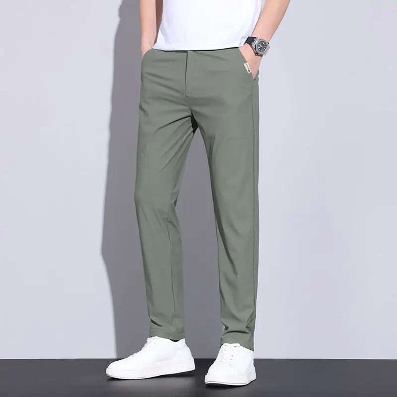 Spring Summer Ultra-thin Men's Stretch Slim Straight Casual Pants High Quality Fashion Breathable Golf Sports Trousers
